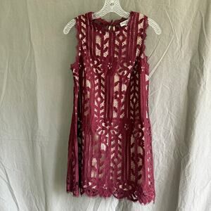 NWT Lots of Love by Speechless Sleeveless Dress Burgundy Lace Boho Floral Size S
